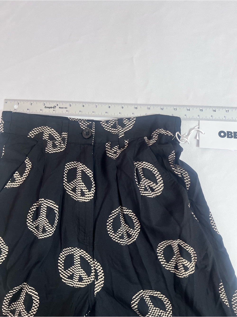 Obey Black Pants with Cream Peace Sign Print - Picture 10 of 10